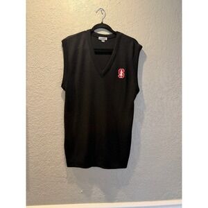 Vintage Black Sweater Vest Mens XL Stanford Logo